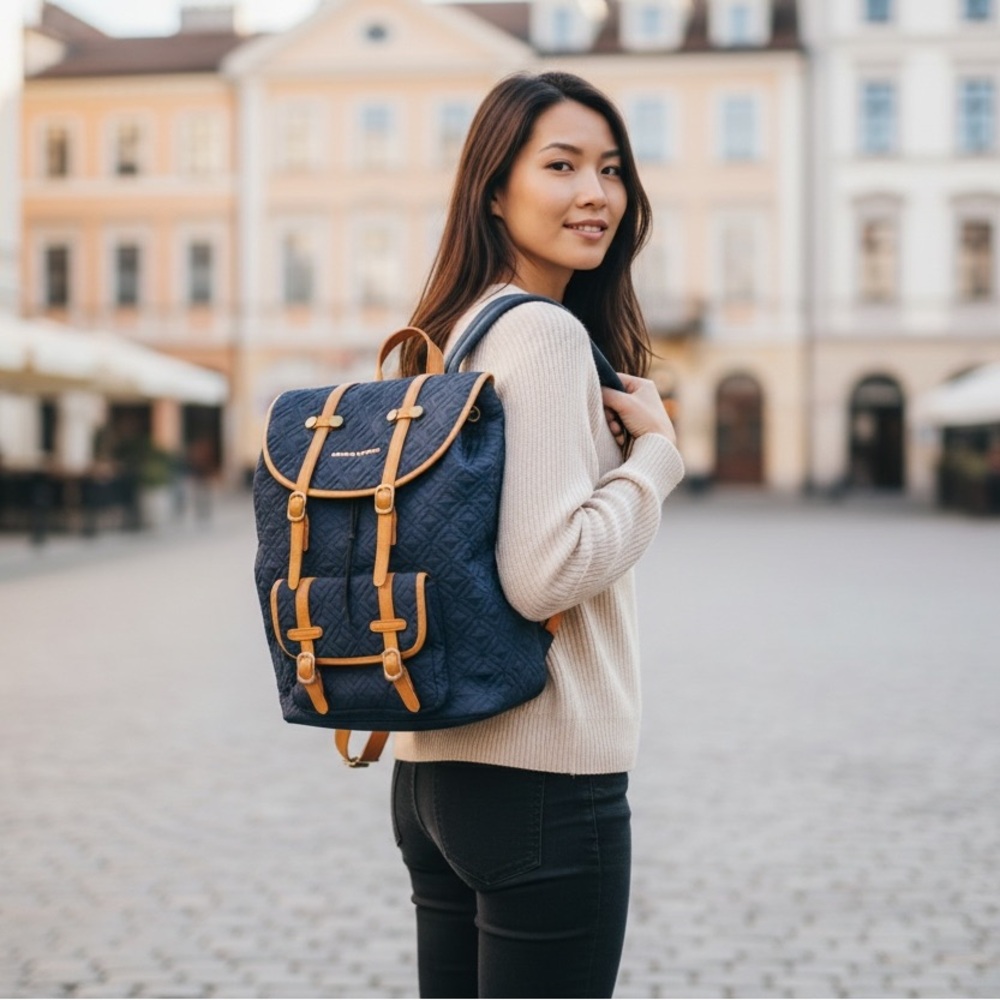 ADRIENNE VITTADINI Navy Fabric Backpack
